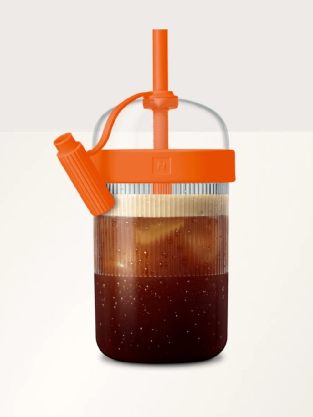 Nespresso Nomad Plastic Cold Cup Large Orange Mandarin 18 Oz Ice Coffee Tumbler